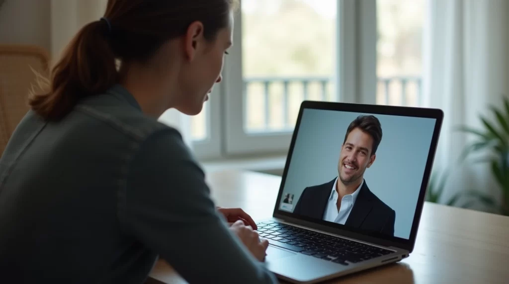 Een vrouw ontdekt de kracht van oefenen tijdens een moeilijk gesprek via een meeting