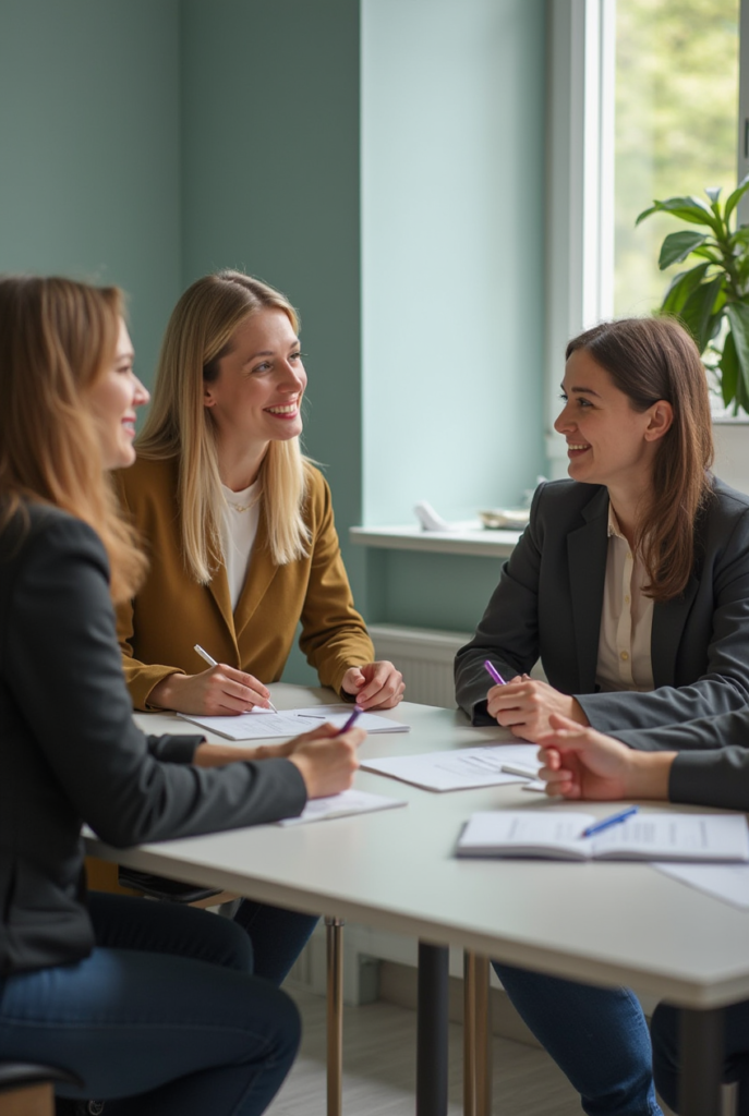 Beginnend medewerker en ervaren teamleider oefenen samen met communiceren