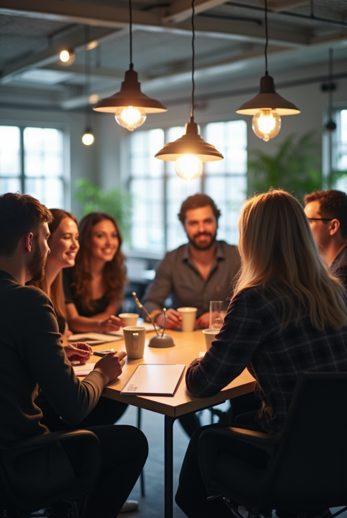 diverse groep professionals in een moderne kantooromgeving samenwerken en communiceren met focus